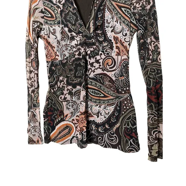 Vintage INC International Concepts Y2K Long Sleeve‎ Paisley Top Size S - Image 3