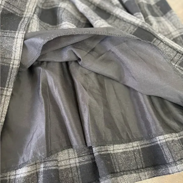 Vintage USA Aqua Plaid Skirt Academia Punk Goth Pin Up Retro Black Gray Mini M - Image 8