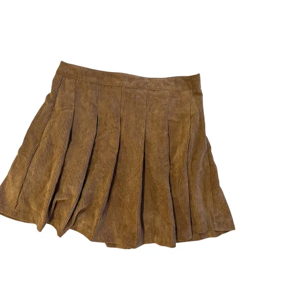 Y2K Denim Blvd Los Angeles Corduroy Brown Pleated Skirt Size L NEW - Image 5