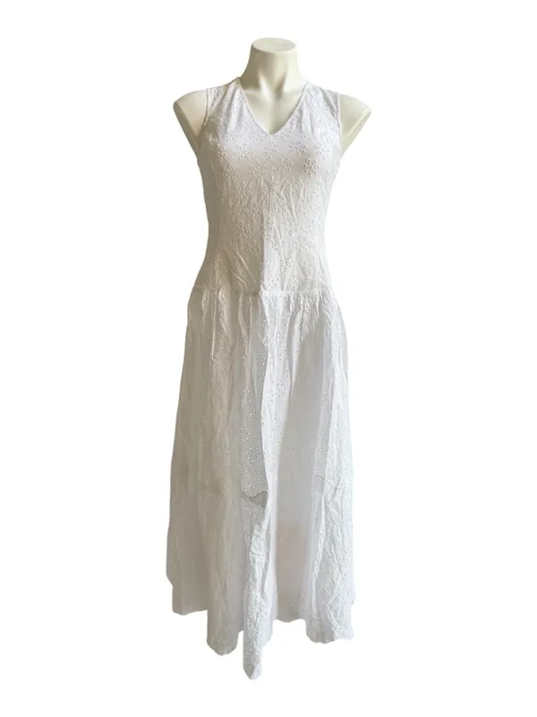 GAP Eyelet Drop-Waist Maxi Dress White XS Petite NWT - Image 6