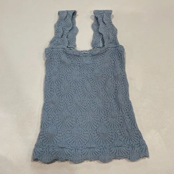 Intimately Free People Blue Textured Ruffle Tank Top Small Boho Y2K - Image 3