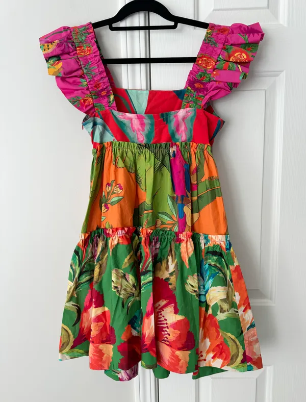 Foliage Mix Cotton Mini Dress, Size XS - Image 12