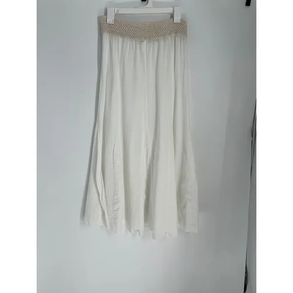 Venus Cotton Gauze Maxi Skirt Women M White Crochet Waist Boho Hippie Flowy Airy - Image 2