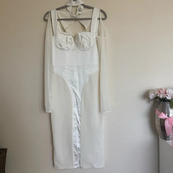 HOUSE OF CB 'Talika' Ivory Corset Midi Dress Size‎ M - Image 3