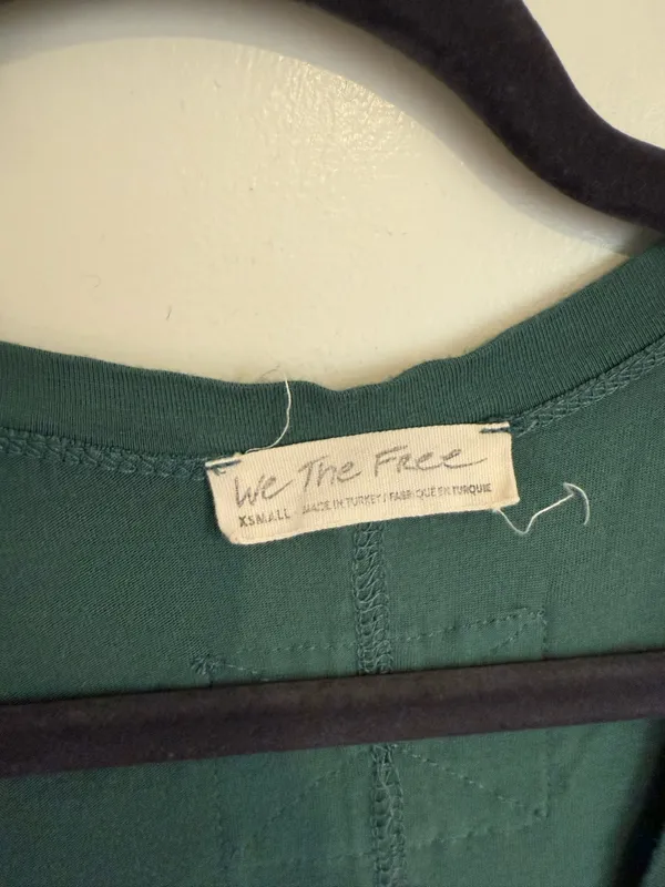 Free People Green Long Sleeve V-Neck Top - Image 2