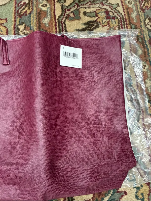 Nordstrom Purse Tote Bag Leather Dark Maroon Burgundy Women’s New With Tags - Image 3