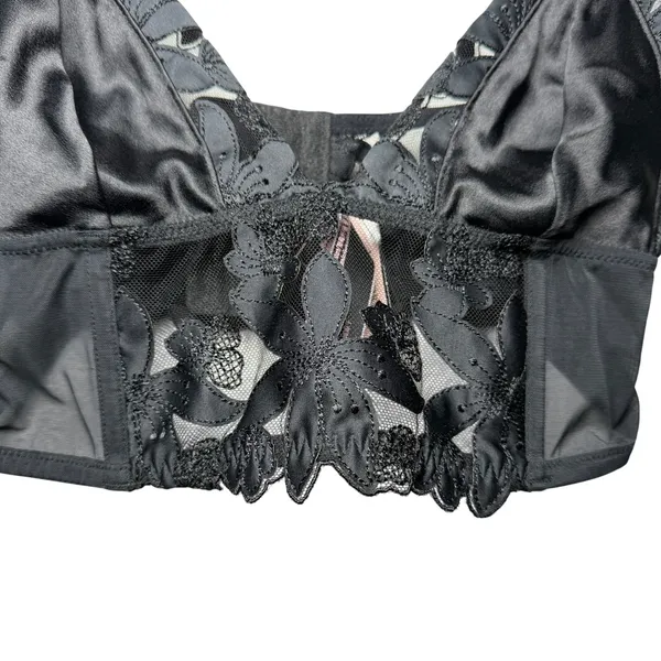 Victoria's Secret Unlined Floral Embroidered Longline Bralette Black Size M NWT - Image 6