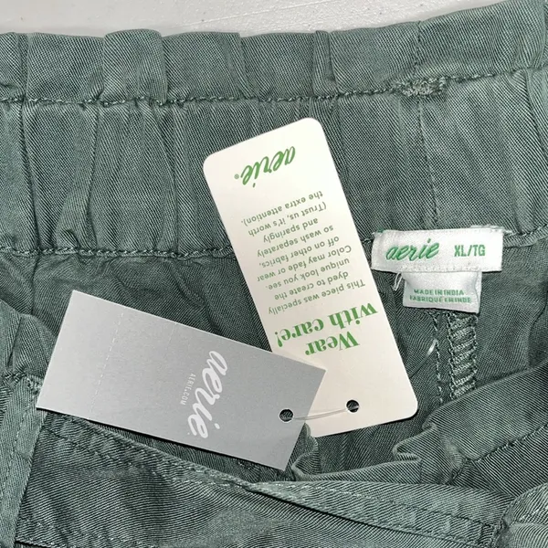 Aerie NWT Size XL Green 100% Lyocell Elastic Waist Pull-On Shorts w/ Tie Belt - Image 3