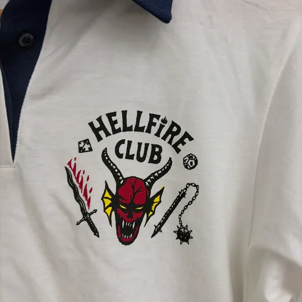 No Boundaries Stranger Things New! Hellfire Club Rugby Graphic Polo Size XXS - Image 3