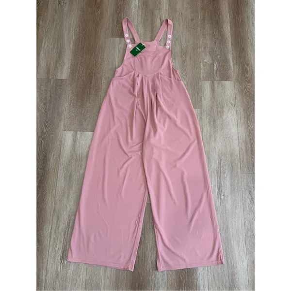 NWT Halara Adjustable Straps Pockets Waffle Casual Overalls Rose Tan Size Small - Image 7