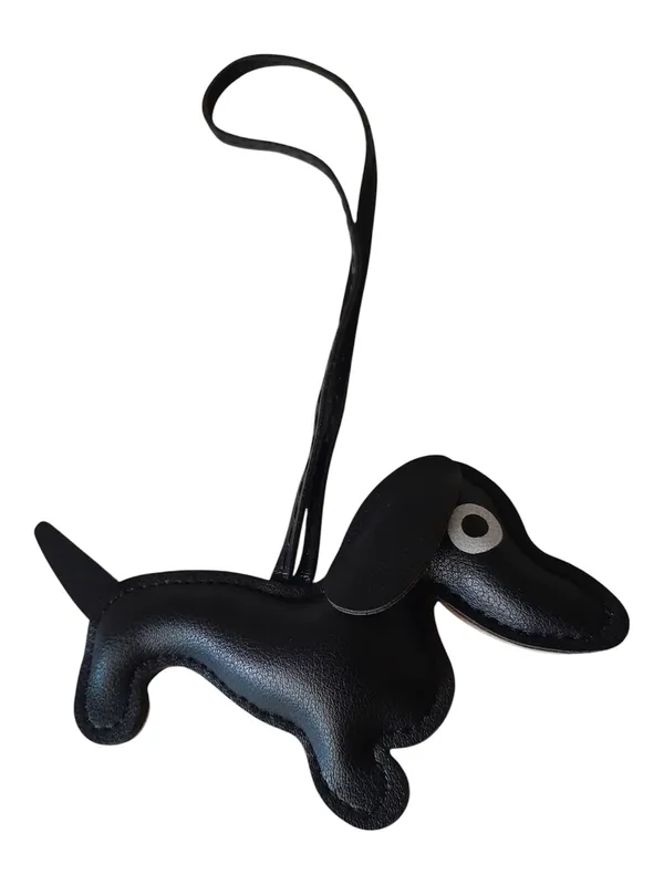 Black & Tan Faux Leather Dachshund Dog Bag Charm Purse Keychain - Image 3