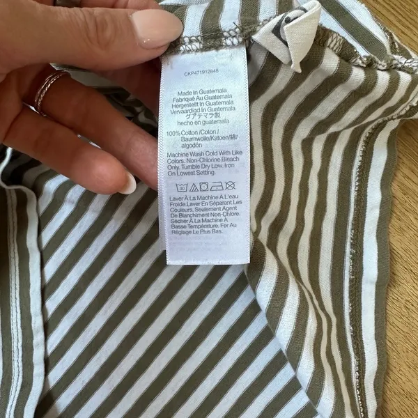 Madewell Striiped Softfade Cotton Oversized Tee in Capers XS - Image 4