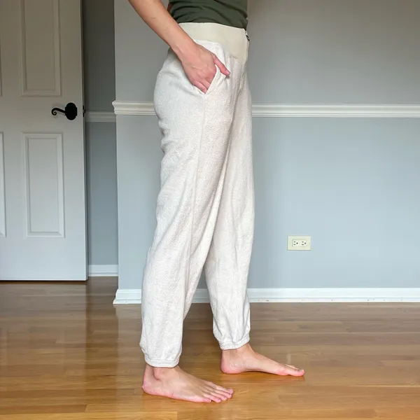 Aerie Women’s S Sherpa Fleece Jogger Pants Cream White Cozy Lounge Zip Waist - Image 2