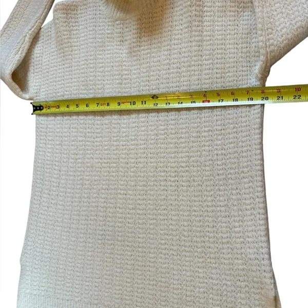 Theory Wool Oversized Turtleneck Tunic Sweater Womens Small Ivory Chunky Knit - Image 11