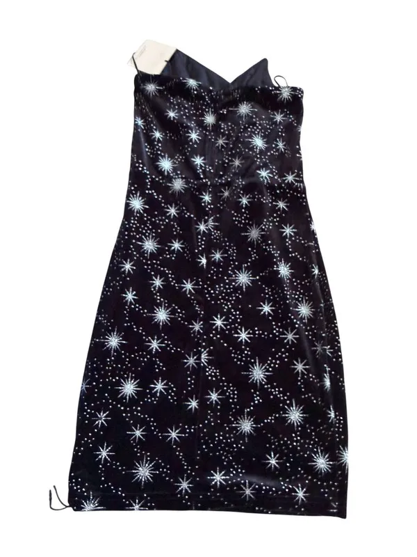 SUPERDOWN Black Silver Sparkle Velvet Strapless Dress Size XS NEW NWT - Image 3