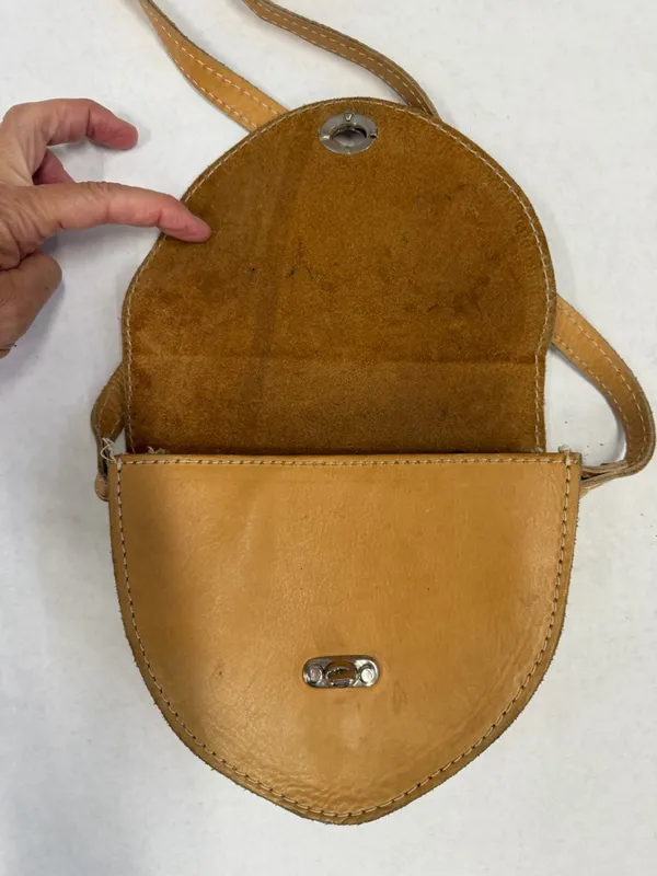 Vintage Y2K Leather Small Crossbody Bag Purse Tan Boho Western Heritage Festival - Image 11