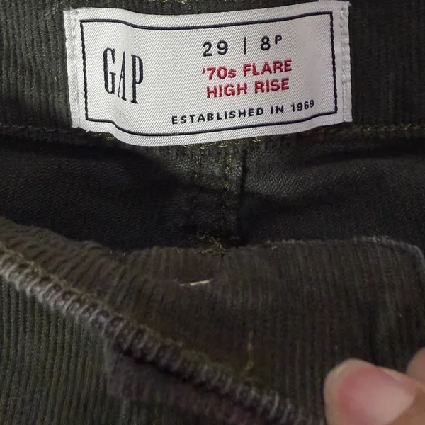 Gap 70s Flare High Rise Corduroy Pants 8P‎ Mistletoe Green Patch Pocket 29 - Image 4