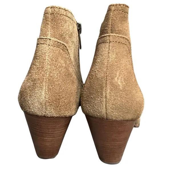 Frye‎ Reina Ankle Boots 10 Cognac Suede Western Ankle Zip Stacked Heel Booties - Image 9