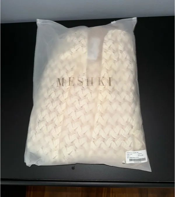 MESHKI Ezra Lace Mini Dress - Ivory - Image 3
