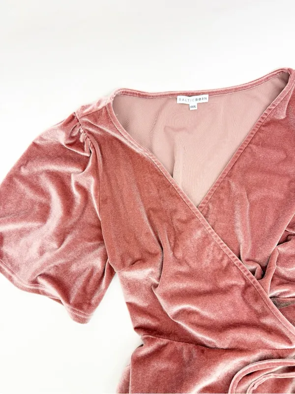 Baltic Born Meghan Velvet Wrap Maxi Dress Blush Pink Mauve Event Evening Wedding - Image 6