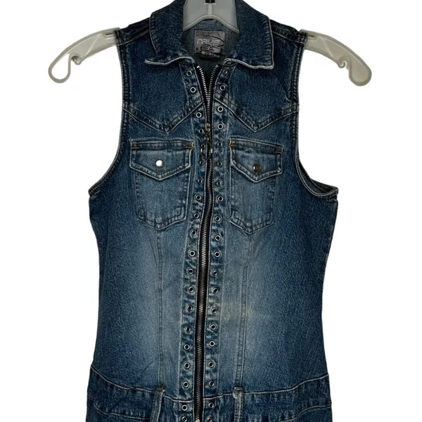 Vintage‎ Rave Stretch Denim Jumpsuit - Image 2