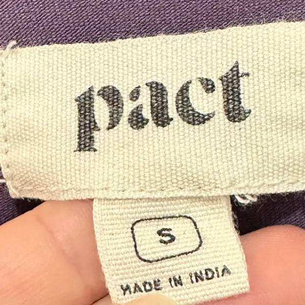 Pact Revive Organic Cotton V-Neck Short Sleeve Drawstring Jumpsuit Purple Small - Image 4