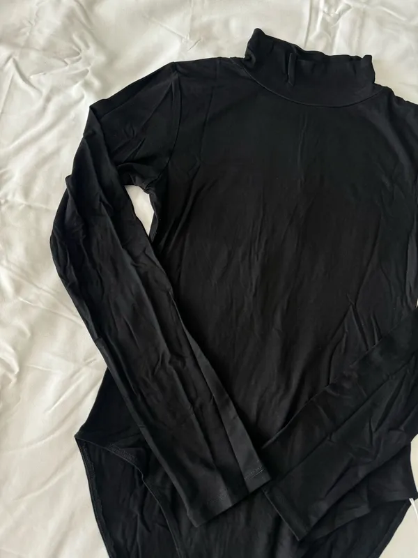 Black Mock Neck Long Sleeve Bodysuit - Image 3