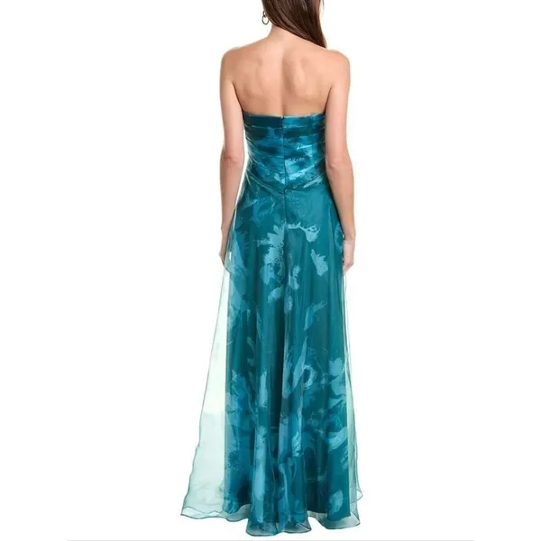 NWT Rene Ruiz Collection Teal Strapless Organza Gown Size 16 - Image 2