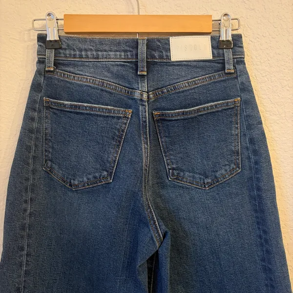 Pistola Eli Barrel Jeans 24 Augustus‎ Wash High Rise Arched Cropped Blue Denim - Image 6