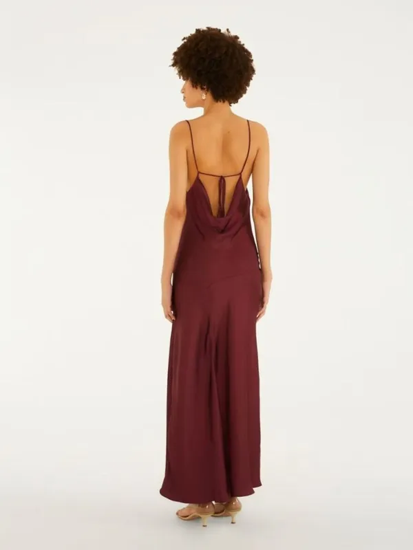 NWOT Farm Rio Ruffled Sleeveless V-Neck Maxi Dress Burgundy Size S - Image 3