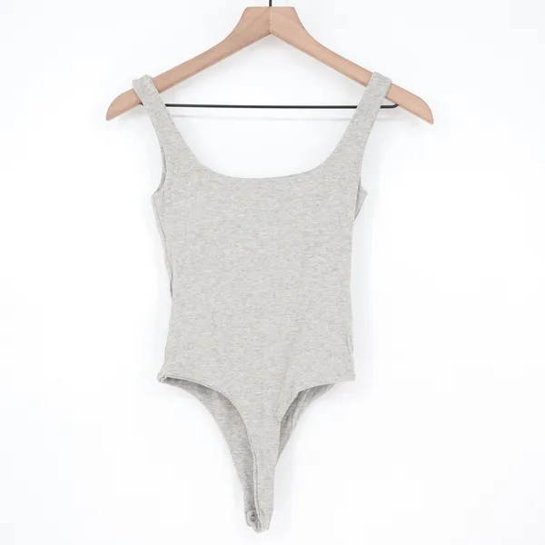 Naked Wardrobe Gray Scoop Neck Sleeveless Thong Bodysuit Medium - Image 6