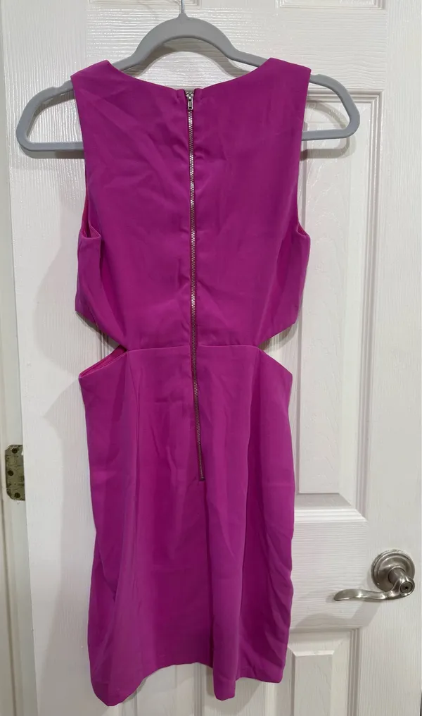 LuLus Backstage Pass Magenta Sleeveless Cutout Back Zip Bodycon Dress - Image 3
