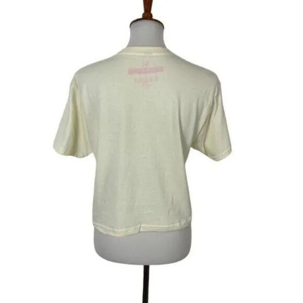 OneBrand Crop Top Medium Ivory Short‎ Sleeve Graphic Y2K Retro Tee - Image 3