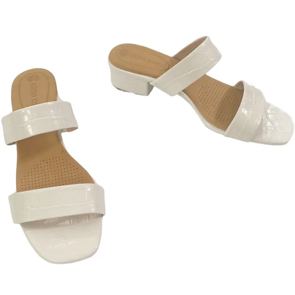 Corso Como CC Faeya croc embossed white square heel double strap sandal size 6 - Image 2