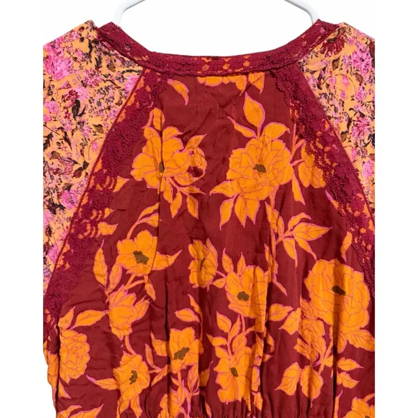Free People‎ Tilda Wrap Dress Firebrick Floral Women's Size Medium - Image 4