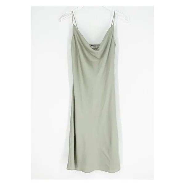 J.ING Women's Satin Draped Neck Midi‎ Slip Dress Size S Pistachio Green - Image 2