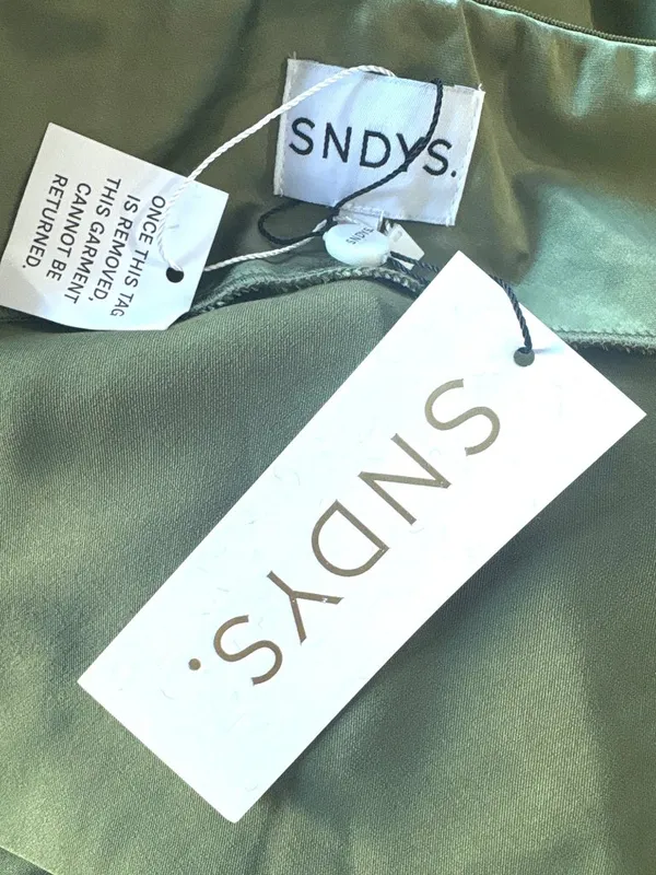SNDYS Angelina Neck Tie Maxi Dress in Olive XXSmall as-is Womens Satin Long Gown - Image 9