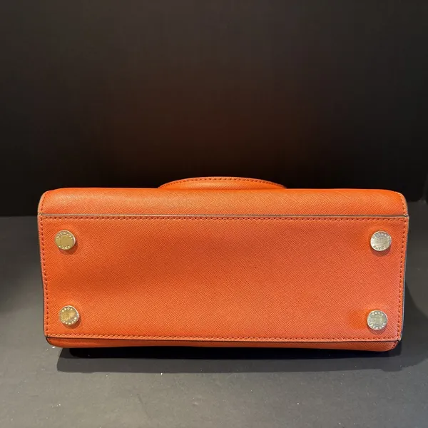 Michael Kors Selma Medium Saffiano Leather Satchel Bag Orange Gold Hardware - Image 8