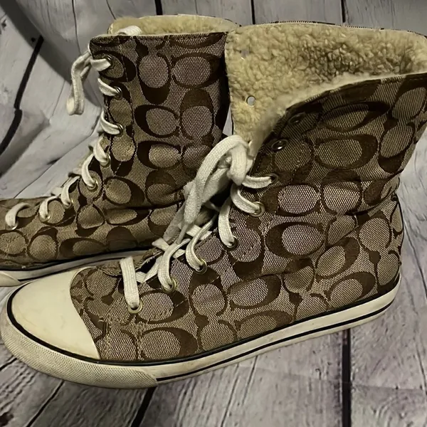 Coach - Logo High Tops - Shearling Lined - 8.5 - Brown - Image 3