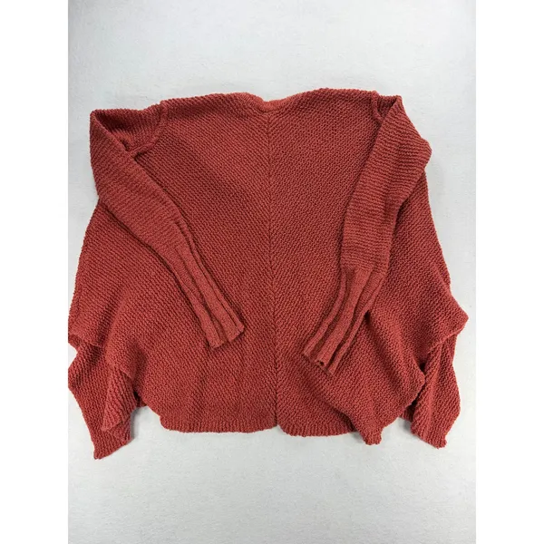 Free People Terracotta Rust Orange Popcorn Knit Open Front Cardigan Sweater XS - Image 4