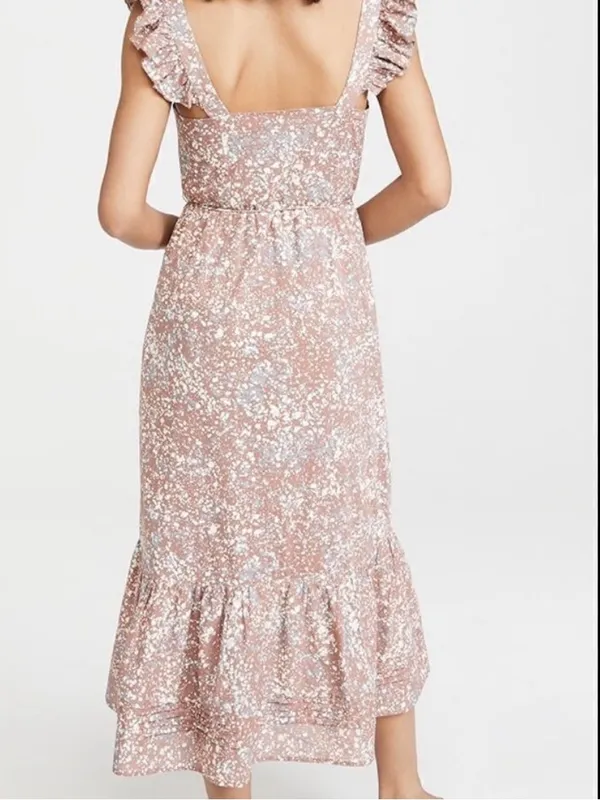 CLEOBELLA‎ Sophia Midi Dress in Marled Print Pink Flutter Sleeves Button Front S - Image 2