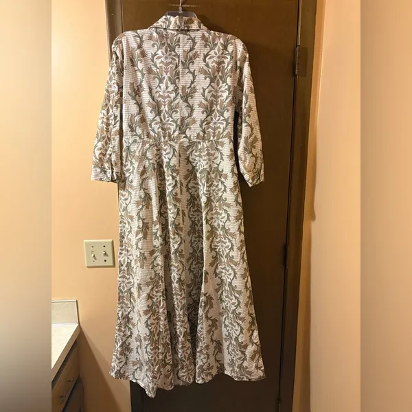 Julia Amory Striped Floral Maxi Shirt Dress - Image 3