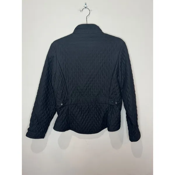 Barbour Jacket Quilted Microfiber Equestrian‎ Jacket Sz 6 Black - Image 2