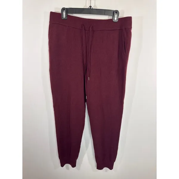 Quince Burgundy 100% Mongolian Cashmere Jogger Sweatpants Women Medium NWT - Image 2