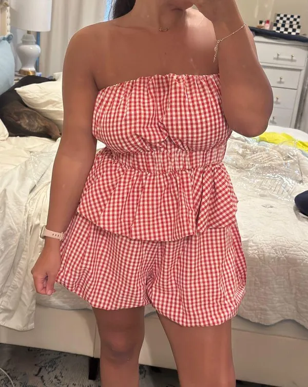 Mabel Red Gingham Matching Set - Image 4