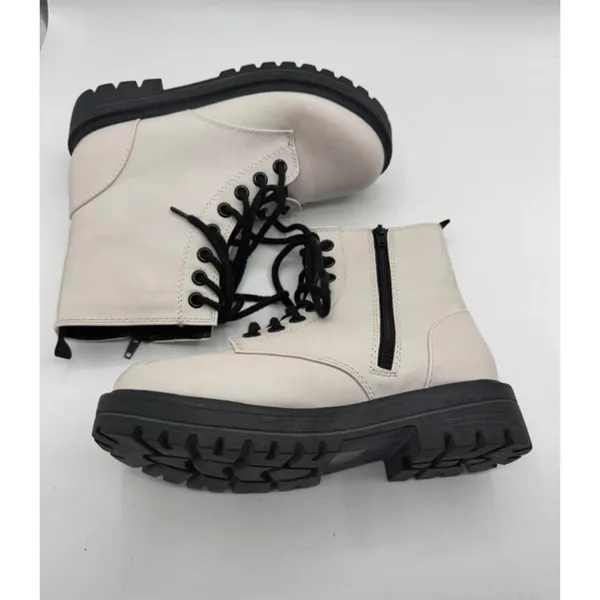 UNR8ED Combat Boots Side Zip Lug Sole Women's 8W Cream Military Platform Grunge - Image 5
