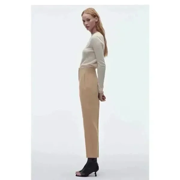 ZARA High Waisted High Rise Viscose Blend Taupe Beige Women’s Pants SZ S #2013 - Image 3