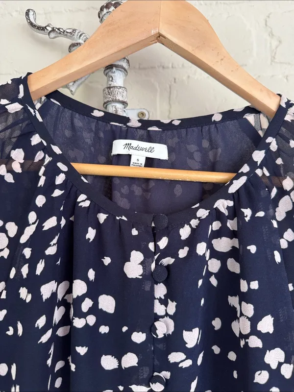 Madewell Momento Ruffle Sleeve Blouse small - Image 3