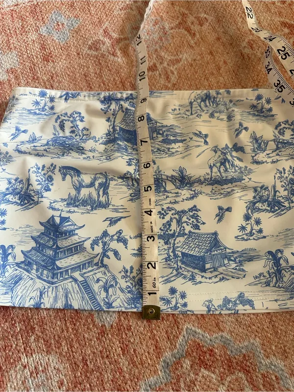 Edikted delft print strapless top and low rise skirt SET Small horse Japan Y2K - Image 11