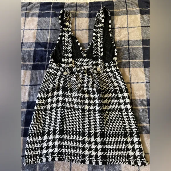 Zara Short pinafore-style dress black and white houndstooth - Image 4